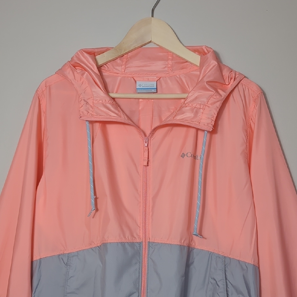 Columbia Flash Forward Coral Peach Gray Windbreaker Jacket Full Zip XL Spring - Picture 5 of 16